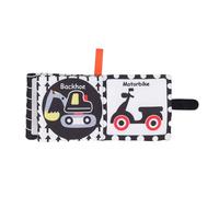 Omquot Libro interattivo in tessuto bianco e nero per bambini, antistrappo, giocattolo educativo precoce per interazione genitore-figlio, poliestere, pelle di pesca (trasporto)