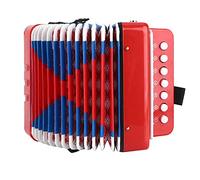 Omquot Mini Fisarmonica a 7 tasti per bambini, strumento musicale educativo e sostenibile, sviluppa il talento musicale, adatto alle giovani mani (rosso)