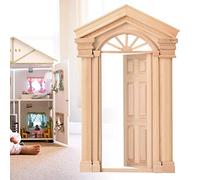 Omquot Mini porta per casa delle bambole in legno con torre della chiesa, decorazione durevole per camera da letto e soggiorno per gli amanti delle bambole