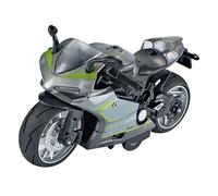Omquot Modello di Motocicletta 1:14 Giocattolo da Tirare Indietro con Funzioni Sonore e Luminose per il Divertimento dei Bambini (Argento)
