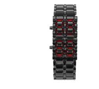 Omquot Orologio da Polso Elettronico con Illuminazione a LED con Cinturino in Acciaio Orologio Creativo Fantastico per Studenti e Coppie Cinturino in Acciaio Inossidabile con Luce Blu (nero con luce