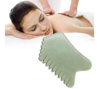 Omquot Pettine Guasha di precisione, pettine massaggiante per capelli in giada naturale, riduce le rughe per la cura domestica, colore: verde chiaro (come mostrato)