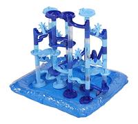 Omquot Pista a sfera labirinto in corsa in marmo gioco d'acqua, cuscino d'aria fai da te blu 75 pezzi blocchi di costruzione pista palla labirinto per il gioco 'acqua per adulti