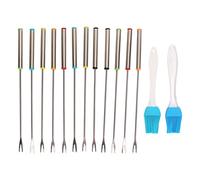 Omquot Set di 12 forchette per frutta da 24 cm in acciaio inossidabile con manico resistente al calore, adatte per fonduta al cioccolato e al formaggio, riutilizzabili e facili da pulire