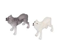 Omquot Set di 2 action figure realistiche con lupo che ula per decorazioni educative per bambini, in PVC, 8,9 x 8,9 cm, compleanni, vacanze