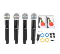 Omquot Set di 4 microfoni dinamici senza fili per il ripristino della voce umana per spettacoli teatrali, set di 4 microfoni in metallo