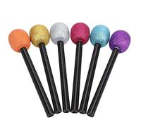 Omquot Set di accessori per microfono da palcoscenico multicolore per microfoni glitterati per feste, accessori per microfono karaoke in plastica, 6 pezzi per divertenti
