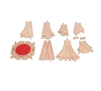 Omquot Set di Binari del Treno in Legno, Giocattoli Educativi da Costruzione Fai-da-te per Pacchetto di Espansione per Bambini, Materiale Durevole in Legno di Faggio per Bambini (Pacchetto C)