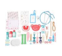Omquot Set di Giocattoli da Medico per Bambini Kit da Medico Educativo Ad Alta Simulazione per i più Piccoli, Giocattolo da Dentista per Bambini in Legno di Faggio per le Scuole Materne