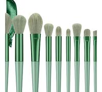 Omquot Set di pennelli per il trucco, kit di miscelazione morbido e soffice, correttore di polvere per il viso, in plastica, per migliore donna, fidanzata, 13 pezzi (verde)