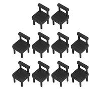 Omquot Set di sedie da sala da pranzo in miniatura realistiche con ricchi dettagli per la decorazione della casa delle bambole, 10 pezzi 1:12, mini mobili per accessori fotografici (nero)