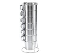 Omquot Set di tazze da caffè e acqua in acciaio inossidabile di grado alimentare, resistente alle macchie, facile da pulire con manico per la casa e l'esterno, 6,3 x 8,4 x 9,5 cm