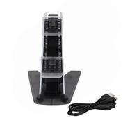 Omquot Stazione di Ricarica per Controller, Doppia Stazione di Ricarica Rapida con Luce Ambientale per Maniglia Console di Gioco, Nero (Bianco)