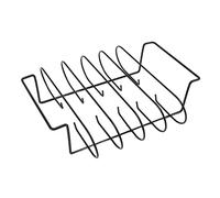 Omquot Supporto a costine in ferro resistente, supporto per arrostire per grigliare e fumare, contiene 4 costole per barbecue all'aperto