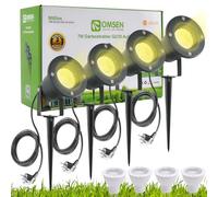 OMSEN Faretto LED da Giardino con Picchetto GU10, Luce Calda 3000K, Corpo in Alluminio Anticorrosione, Lampadina GU10 Sostituibile, Faretti da Esterno con Picchetto per Giardino, Prato, Albero