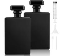 Omsscun 2 Pezzi 100ml Atomizzatore Profumo Vetro Nero, Vaporizzatore Profumo, Portatile Nebulizzatore Profumo Vuoto con Ugelli in Oro e Argento per Donne Uomini per Donne Uomini Viaggio