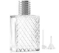 Omsscun Atomizzatore Profumo Vetro, Portaprofumo Da Viaggio con Pipette e Imbuto, Dispenser Profumo Da Viaggio 100ml, Flacone Spray Vuoto Vetro per Profumo Tonico Viso, Viaggi e Famiglia (argentato)