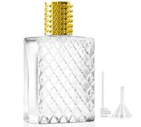 Omsscun Atomizzatore Profumo Vetro, Portaprofumo Da Viaggio con Pipette e Imbuto, Dispenser Profumo Da Viaggio 100ml, Flacone Spray Vuoto Vetro per Profumo Tonico Viso, Viaggi e Famiglia (Oro)