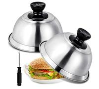 Omtofo 2 pezzi 16 x 6,6 cm, campana per hamburger, in acciaio inox, per barbecue, cucina, bistecca, barbecue e teppanyaki, lavabile in lavastoviglie