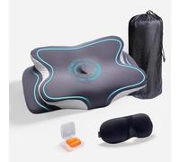 Omtofo Cuscino Ergonomico Cervicale in Memory Foam, Cuscino Cervicale per Dormire Con Federa Lavabile in Seta Rinfrescante, Per Chi Dorme su un Fianco, Sulla Schiena e a Pancia in Giù