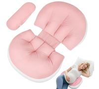 Omtofo Cuscino per gravidanza, per dormire contro il mal di schiena, cuscino per gravidanza regolabile per donne e chi dorme sul fianco, cuscino per gravidanza per schiena, fianchi e gambe (rosa)
