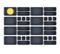 Omtofo Organizer Cassetti, 32 Pezzi Organizer Cucina, 3 Taglie Antiscivolo, Regolabile, Vassoio Portaposate Scatole Stoccaggio Divisori, Per Trucchi, Scrivania, Bagno, Ufficio, Utensili