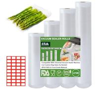 Omtofo Sacchetti Sottovuoto Alimenti, 15/20/25/28x300cm, 4 Rotoli, Buste Sottovuoto Alimenti Senza BPA, Rotolo Sottovuoto Alimenti Per Macchina Sottovuoto e Cottura Sous Vide
