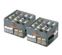 Omtofo Scatole per Scarpe 2 Pezzi, Adatto per 16-32 Paia, Organizer Salvaspazio Pieghevole, Maniglie, Coperchio Trasparente, Contenitori Scarpiera Impilabile per Camera da Letto Ingresso Armadio