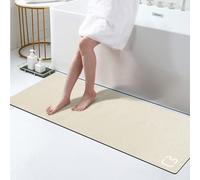 Omulla Tappetino da bagno in terra di diatomee, extra lungo, super assorbente, antiscivolo, ad asciugatura rapida, grande tappetino da bagno per pavimento, vasca, doccia, lavandino, beige, 43,2 x 150