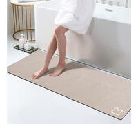 Omulla Tappetino da bagno in terra di diatomee, extra lungo, super assorbente, antiscivolo, ad asciugatura rapida, tappetino da bagno grande per bagno, vasca, doccia, lavandino, colore: tortora
