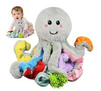 Omuyasi Giochi Bambini 1 Anno, Polpo Peluche con 8 Tentacoli Strutturati, Giochi Neonato 0-3 3-6 Mesi, Regalo Bambini Bambino Bambina, Giochi Montessori Bambini 1 2 3 Anni, Giochi Sensoriali Autismo