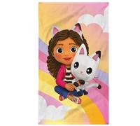 OMYDREAM Gabby Et La Maison Magique Rainbow - Asciugamano da bagno e da spiaggia e da spiaggia, per bambini, 100% cotone, Oeko-TEX | 70 x 120 cm, stampa ragazza, rosa