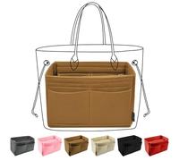 OMYSTYLE Inserto organizer per borsa, inserto organizer in feltro con 5 misure, divisori per borsa interna, compatibile con Longchamp, Neverful, Speedy e altro ancora, Marrone, Large