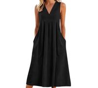 OMZIN Donna Abito da Casa per Vacanze Estive Nero XL