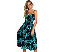 OMZIN Donna Abito Midi Abito Floreale Borsa Abito Vintage Abito Estivo Abito Cocktail Abito Gravidanza Nero L