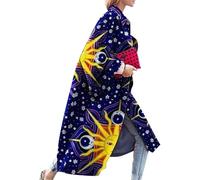 OMZIN Donna Cappotto Oversize Antivento Color Block Turn Down Collar Primavera Manica Lunga Trench Coat Sun Nebula XL