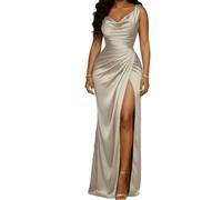 OMZIN Donna Homecoming Bodycon Cocktail Maxi Abito | Silky Ruffle Maxi Dress Per Le Donne,Macchia,Senza Schiena,S-XL,Adatto Per Ospite Di Nozze E Cocktail