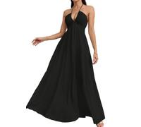 OMZIN Donna Una Linea Vacanze Sposa Ospite Maxi Abito Nero L