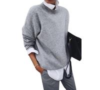 OMZIN Donne Autunno Maglietta Sottile Ufficio Business Senza Cuciture Camicia di Fondo Solido Grigio XS