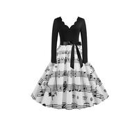 OMZIN Donne Elegante Rockabilly Abito Breve Abiti da Festa del tè Abito da Sera Formale Nota XL