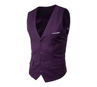 OMZIN Gilet Senza Maniche In Raso Per Uomo Gilet Da Lavoro Con Scollo A V Gilet Da Lavoro In Tinta Unita Gilet Da Smoking Gilet Da Lavoro In Tinta Unita Viola M