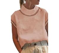 OMZIN Signore Boho Uscita Comodo Camicetta Camicia Classico Crop Camicie Estate Elegante Tunica Tops Rosa S