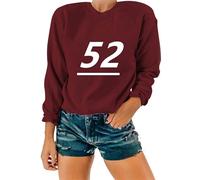 OMZIN Top Donna Girocollo Manica Lunga Moda Primavera Felpe Borgogna 18XL