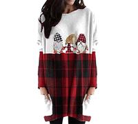 OMZIN Ugly Christmas Sweater Dresses for Donna Xmas Sweatshirt with Pockets Long Tunic Tops for Leggings Pullover Sweater Colourful 3XL