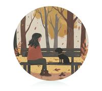 On A Park Bench - Tagliere da cucina per formaggio, rotondo, in vetro temperato, per picnic, pizza, carne, frutta (20 cm)