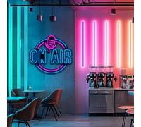 On Air LED Neon Sign Podcast Studio Neon Sign On Air Sign Streaming Sign Cool LED Signs Game Room Wall Art Decor Scene Decor, Blue+Pink