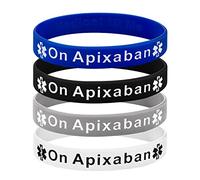On Apixaban Medical Alert - Braccialetto in silicone con coagulo di sangue, confezione da 4, Medium 18cm, Silicone, Ametista