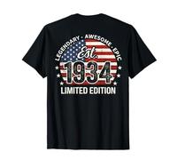 ON Back - Bandiera USA Vintage per 92° Compleanno da Uomo 1934 92 Anni Maglietta