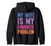 On Back My Wife Is My Favorite Problem Retro Humor Felpa con Cappuccio