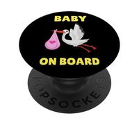 On Board Baby | Annuncio doccia cicogna PopSockets PopGrip Adesivo
